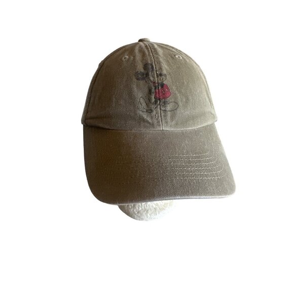 Disney Parks Mickey Mouse Intentional Destress Fading Khaki Hat Cap Adjustable - Picture 1 of 6